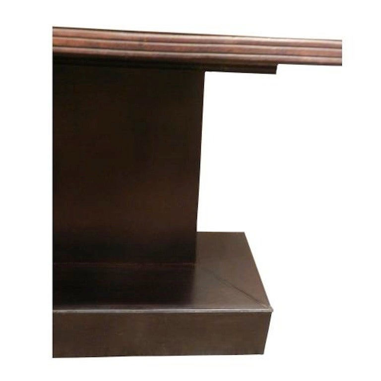 Mid-Century Modern Modernist Console in Leather, Agate and Brass Attributed to Willy Daro For Sale