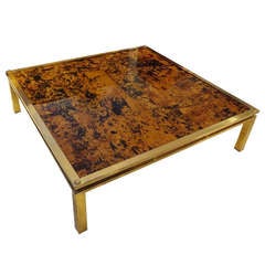 A Rare Cocktail Table in Faux Tortoise Shell and Gilt Brass by Maison Jansen
