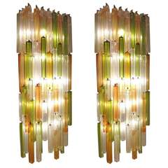 Salviati for Venini Massively Scaled Pair of Lit Wall Sconces, circa 1965