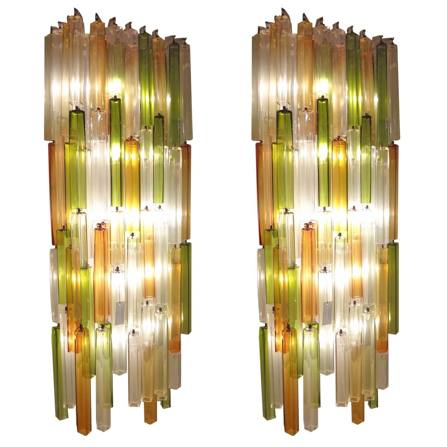 Salviati for Venini Massively Scaled Pair of Lit Wall Sconces, circa 1965 For Sale
