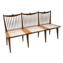 A Modernist Three Seat Armless Bench or Settee