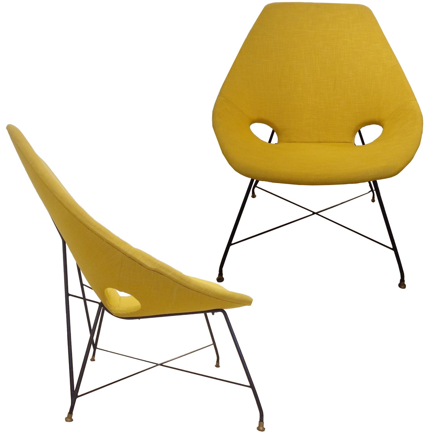 A Pair of Mid Century Modernist Lounge Chairs by Augusto Bozzi for Saporiti
