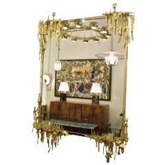 A Rare Grand Scaled Wall Mirror in Gilt Brass by Salvator Dali
