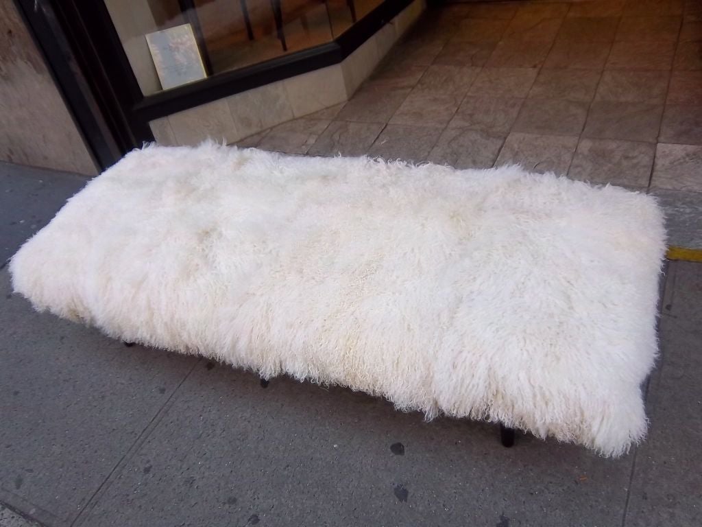 French A Large Mid Century Day Bed / Bench Upholstered in Tibetan Lamb
