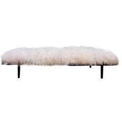 A Large Mid Century Day Bed / Bench Upholstered in Tibetan Lamb