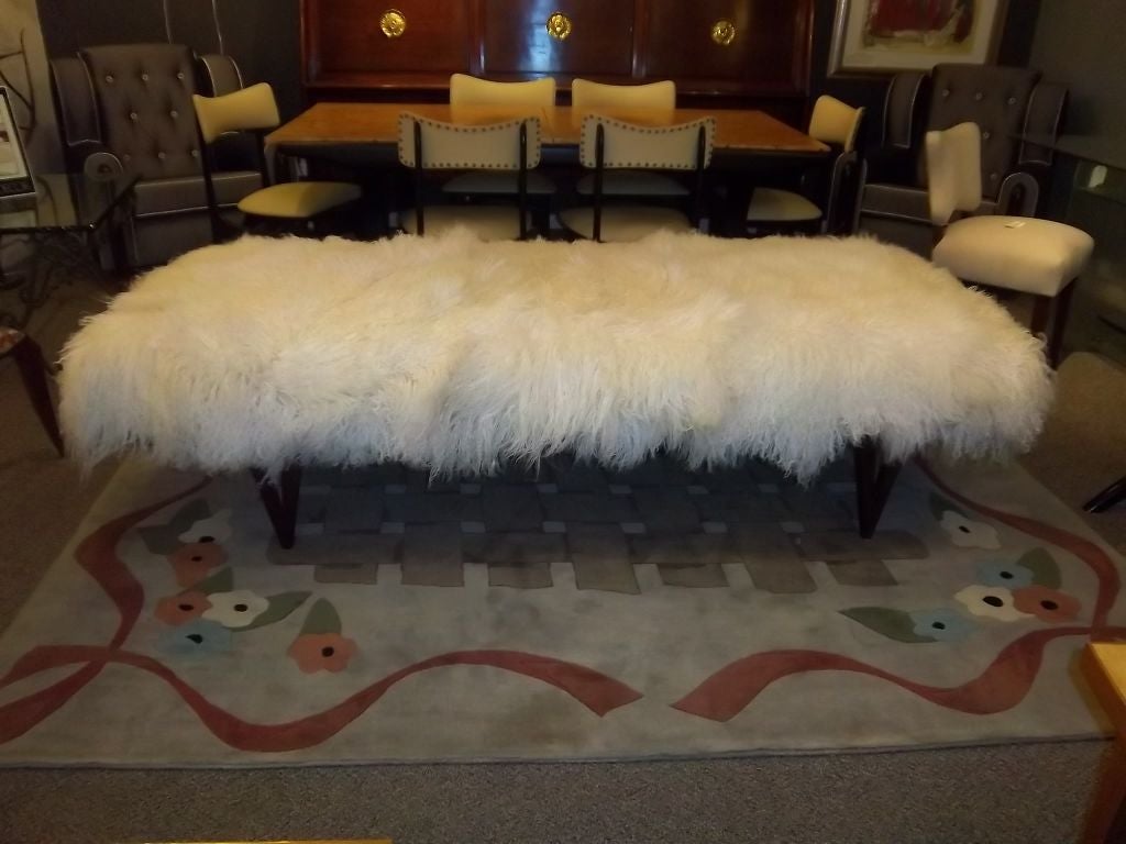 Midcentury Daybed or Bench in Tibetan Lamb