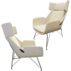 A Very Rare Pair of Mid Century Modern Lounge Chairs by Augusto Bozzi for Saporiti