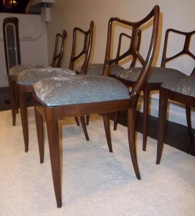 Italian A Set of Six Dining Chairs in Solid Mahogany by Enrico Ciuti