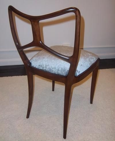 Mid-20th Century A Set of Six Dining Chairs in Solid Mahogany by Enrico Ciuti