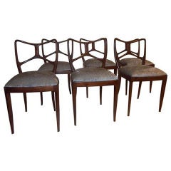 A Set of Six Dining Chairs in Solid Mahogany by Enrico Ciuti