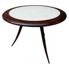 A Round Art Deco Occasional Table in Mahogany and Goat Skin