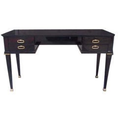 Small Writing Desk in Black Lacquer and Bronze by J. DeCoene