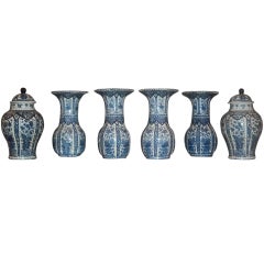 Six Piece Blue and White Garniture Set by Villeroy and Boch