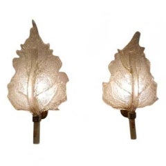 Pair of Leaf Shaped Wall Sconces by Barovier e Toso