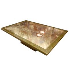 A Modernist Cocktail Table in Brass, Resin and Agate by Jonckers