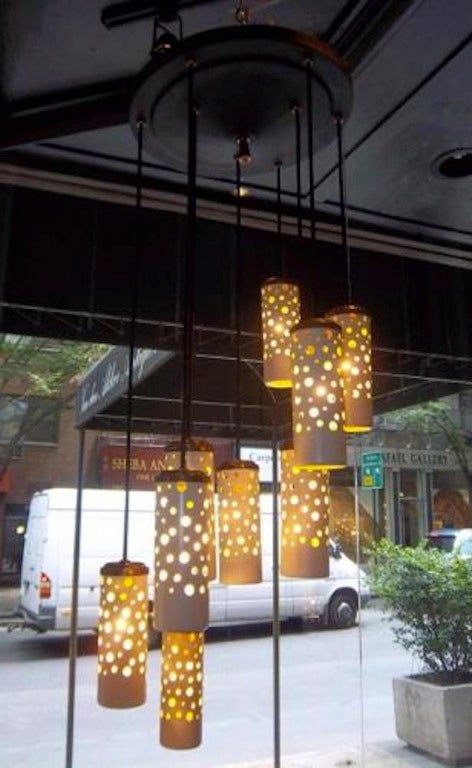 Nine Light Modernist Ceiling Mounted Chandelier by Stilnovo