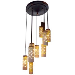 Nine Light Modernist Ceiling Mounted Chandelier by Stilnovo