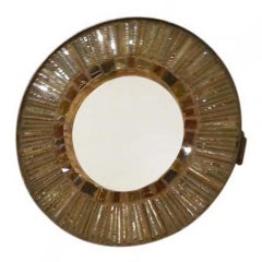 A Glass and Steel Framed Table Mirror