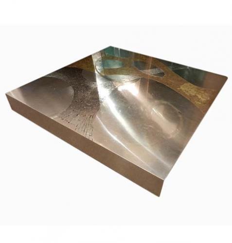 A Modernist Square Cocktail Table Steel and Brass by F. Dresse