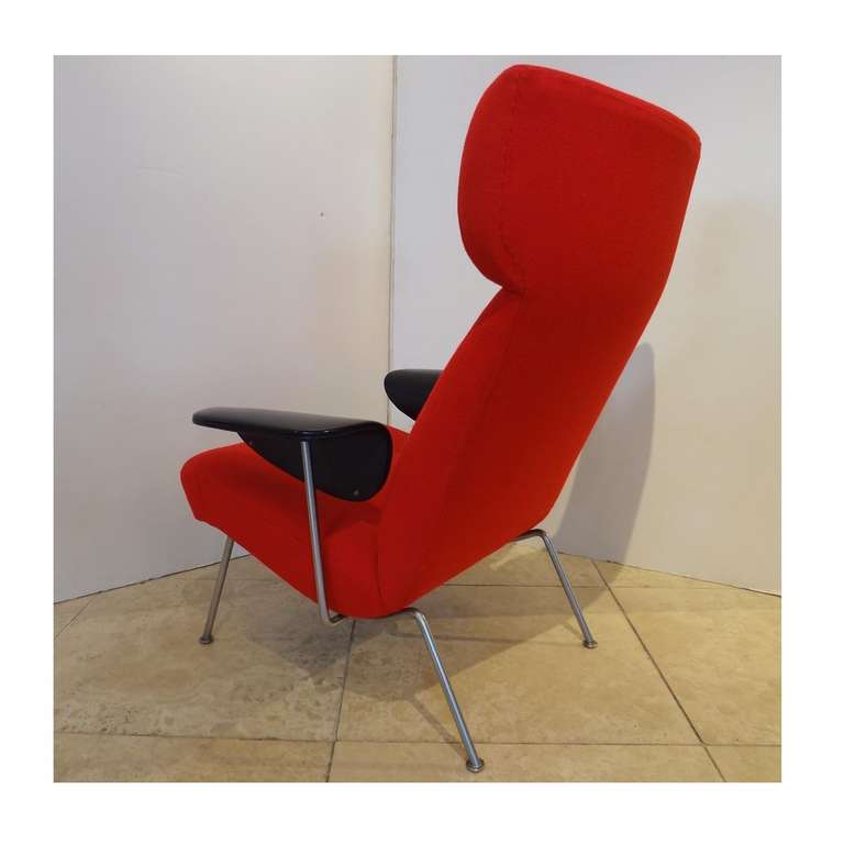 Mid-Century Modern Very Rare High Backed Single Modernist Lounge Chair by Theo Ruth