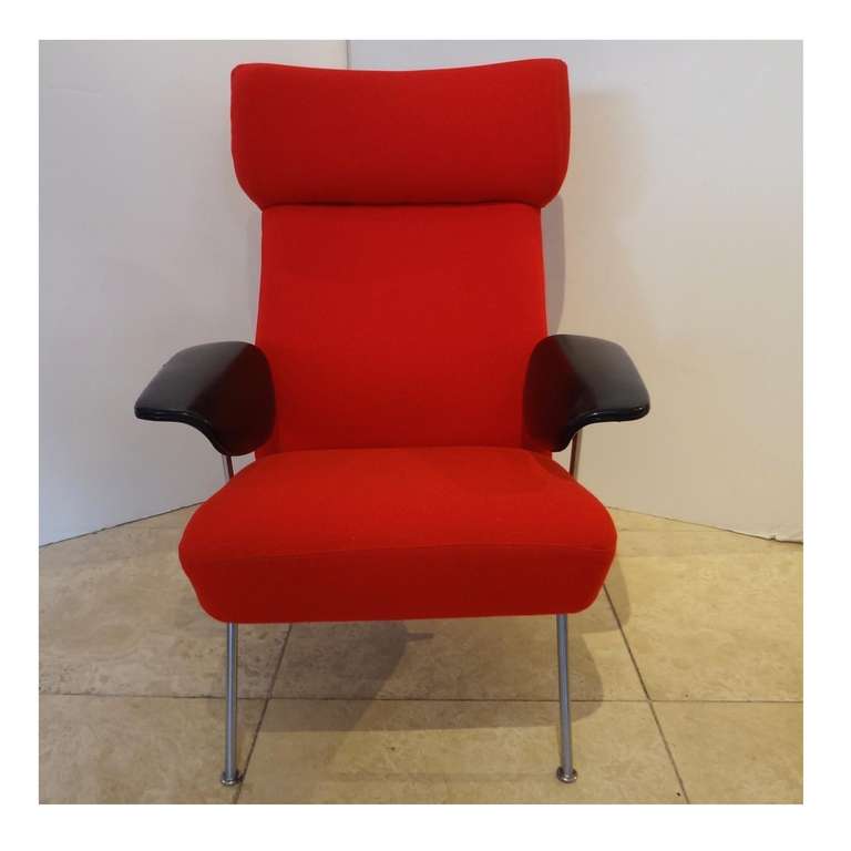 Dutch Very Rare High Backed Single Modernist Lounge Chair by Theo Ruth