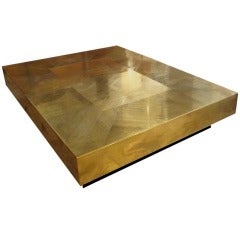 A Large Scaled Modernist Table in Etched Brass by Jenazi