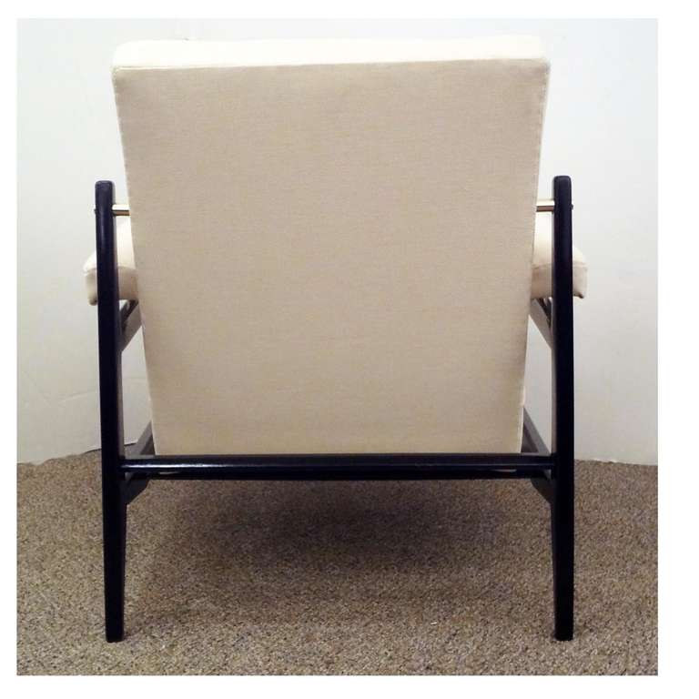 Pair of Mid-Century Club Chairs in Black Lacquer in the Style of Raphael In Excellent Condition In New York, NY