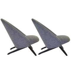 Pair of Mid-Century Club Slipper Chairs by Theo Ruth