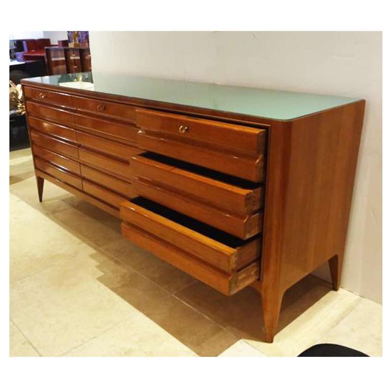Italian Sideboard or Chest of Drawers in Mahogany by Luciano Baldessari