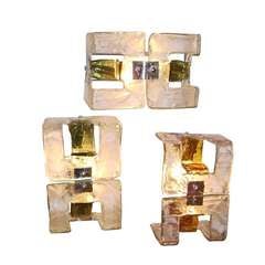A Set of five Murano Glass Wall Sconces by Mazzega