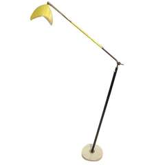 Arredoluce Attribution Sculptural Lamp in Yellow Lacquer and Gilt Brass