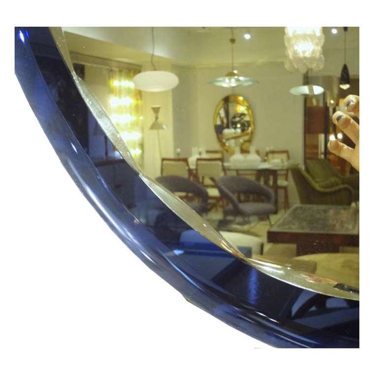 Mid-Century Modern Mid-Century Oval Mirror in the Style of Fontana Arte For Sale