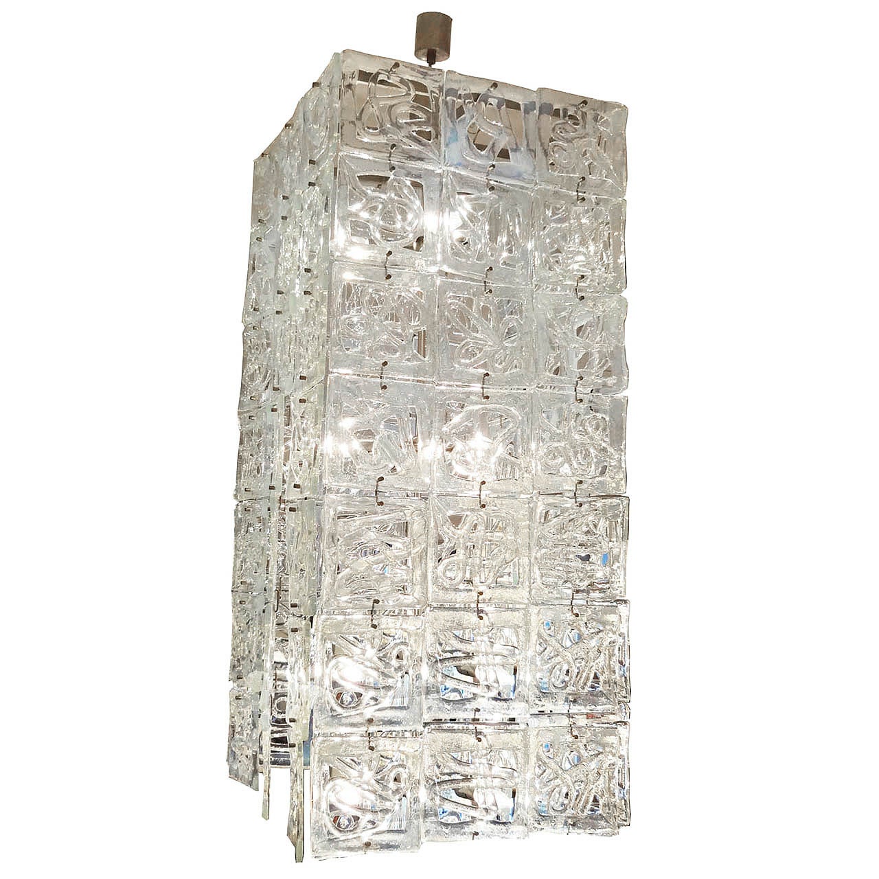 Carlo Nason Large-Scale Rectangular Glass Chandelier Italy circa 1960 For Sale