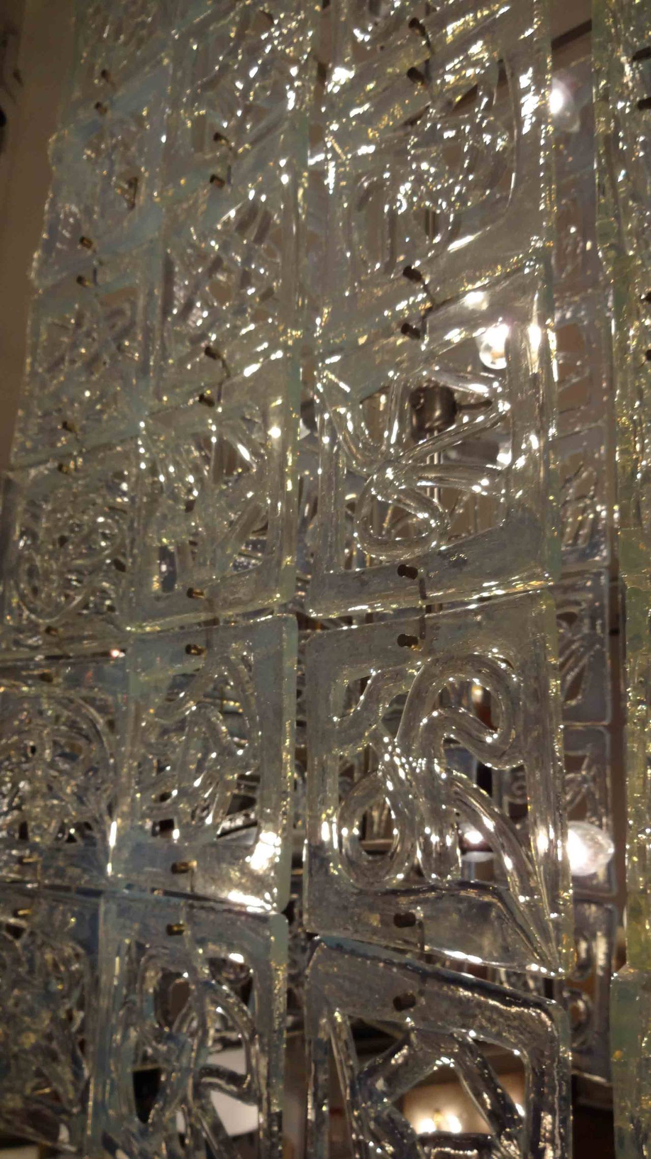 Carlo Nason Large-Scale Rectangular Glass Chandelier Italy circa 1960