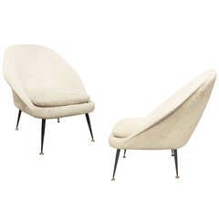 Pair of Mid Century Slipper Chairs Attributed to Pierre Guariche