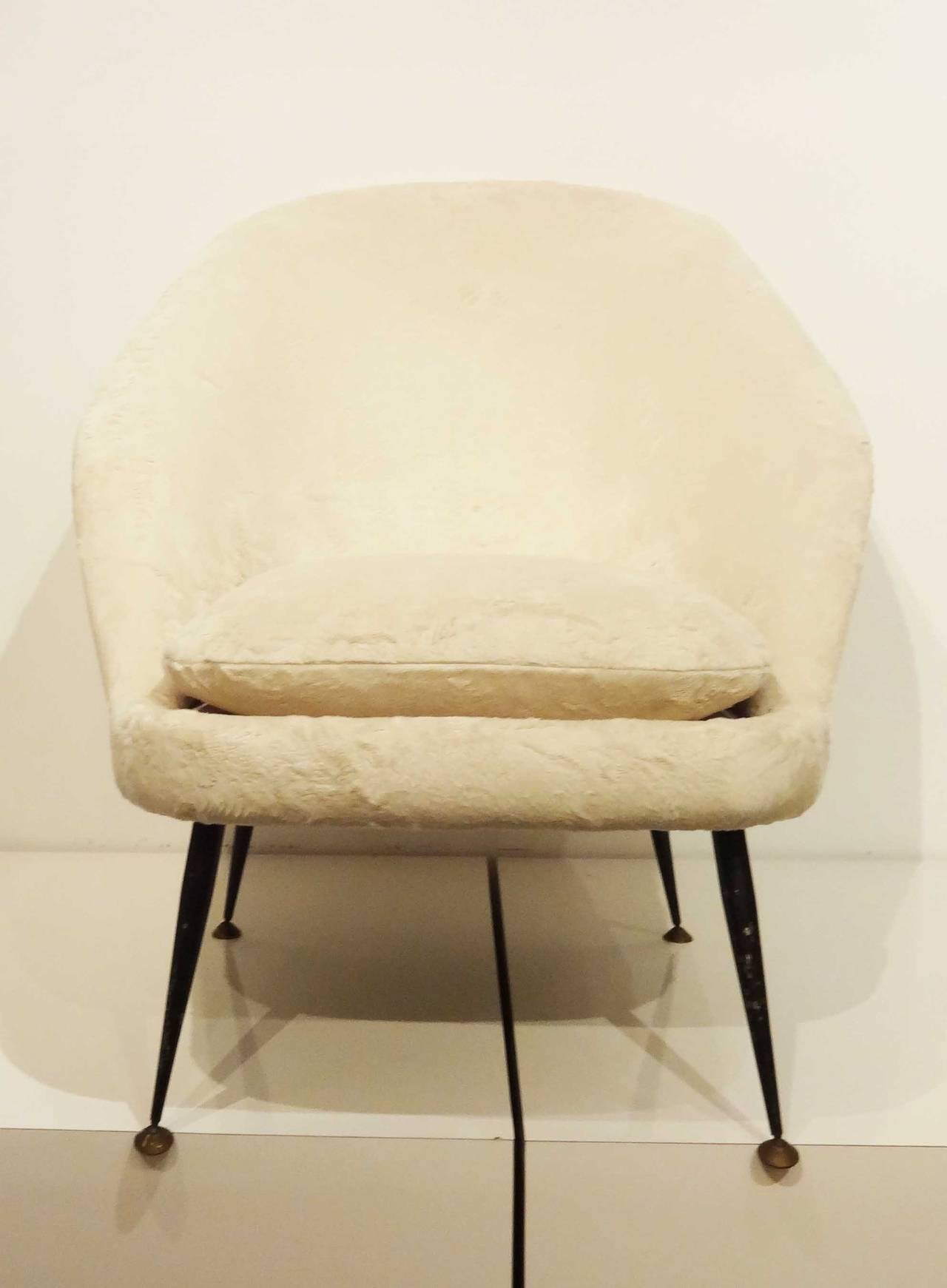 French Pair of Mid Century Slipper Chairs Attributed to Pierre Guariche