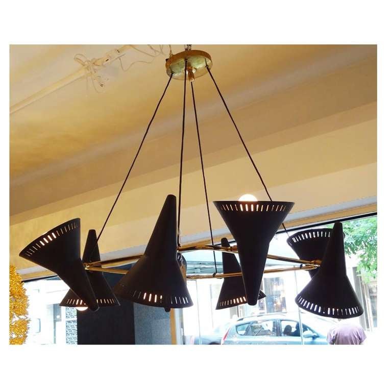 Mid-Century Modern Eight-Light Mid-Century Chandelier by C.G.M.E For Sale