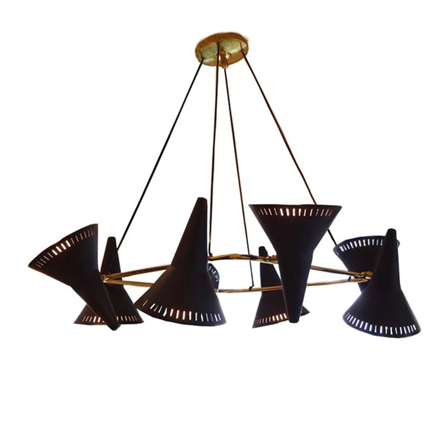 Eight-Light Mid-Century Chandelier by C.G.M.E For Sale