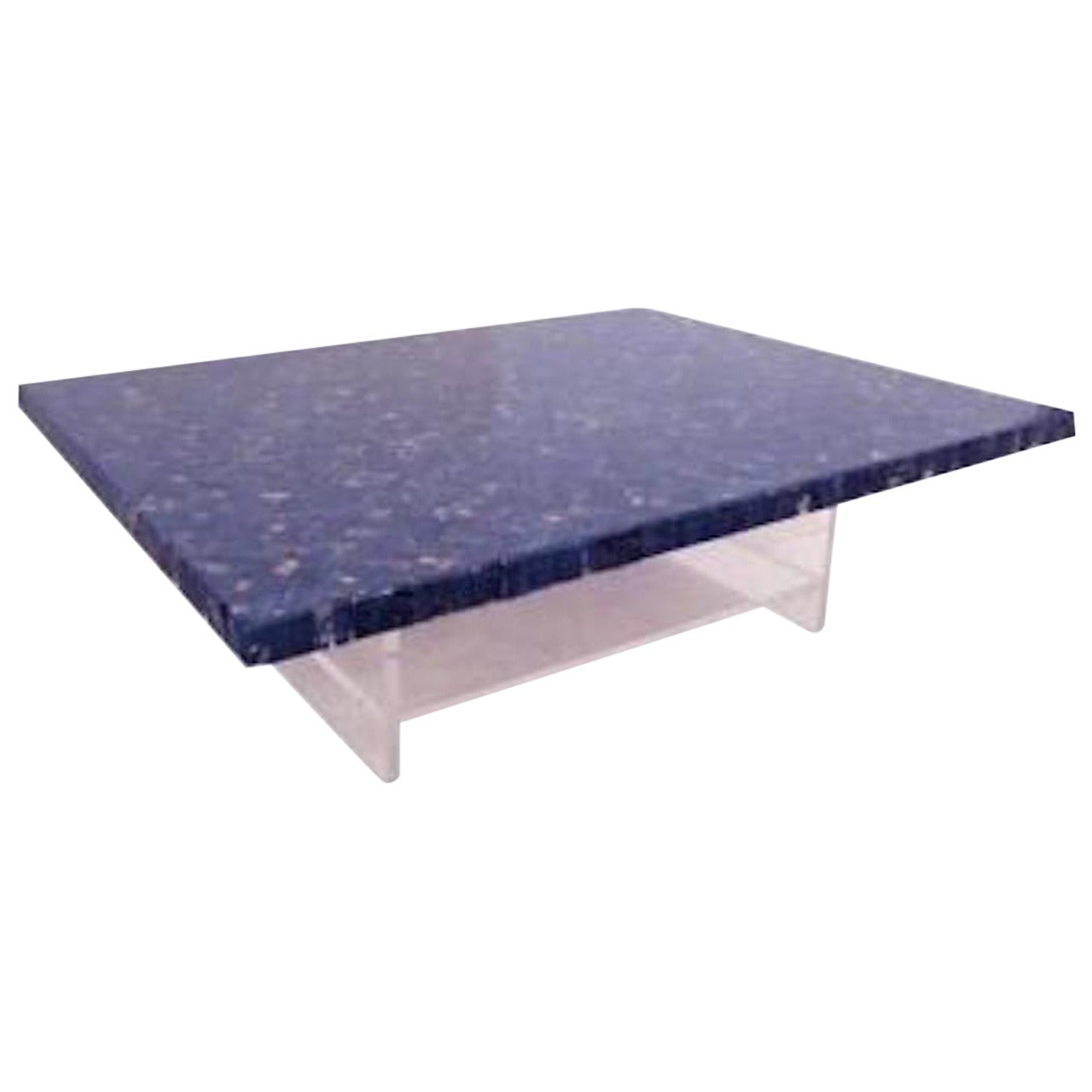 Large Cocktail Table in Lucite and Deep Blue Marble JJ Hervy Belgium circa 1980 For Sale