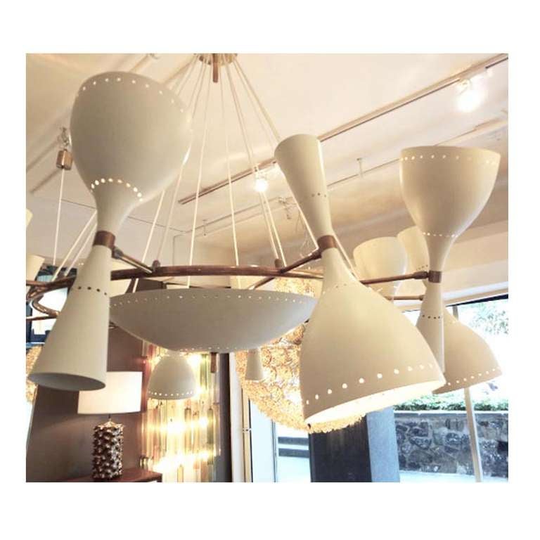 Massive Scaled Twelve Light Modernist Chandelier by Arredoluce In Excellent Condition In New York, NY