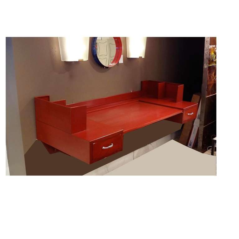 Mid-Century Modern Jean Prouve and Jules Leleu Wall-Mounted Desk For Sale