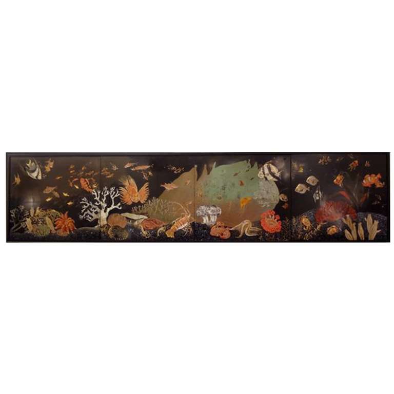Important Four Piece Wall Panel in Eggshell Lacquer in the Style of Jean Dunand In Excellent Condition For Sale In New York, NY