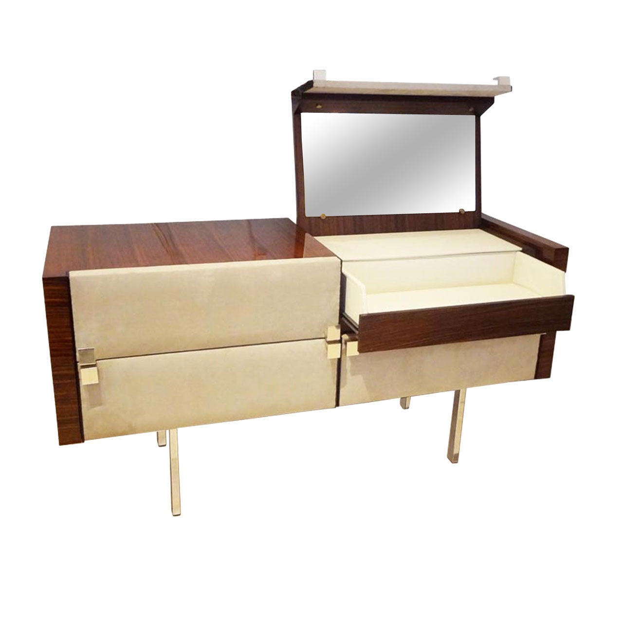 Vanity Three-Drawer Cabinet in Rosewood by Roger Landault For Sale