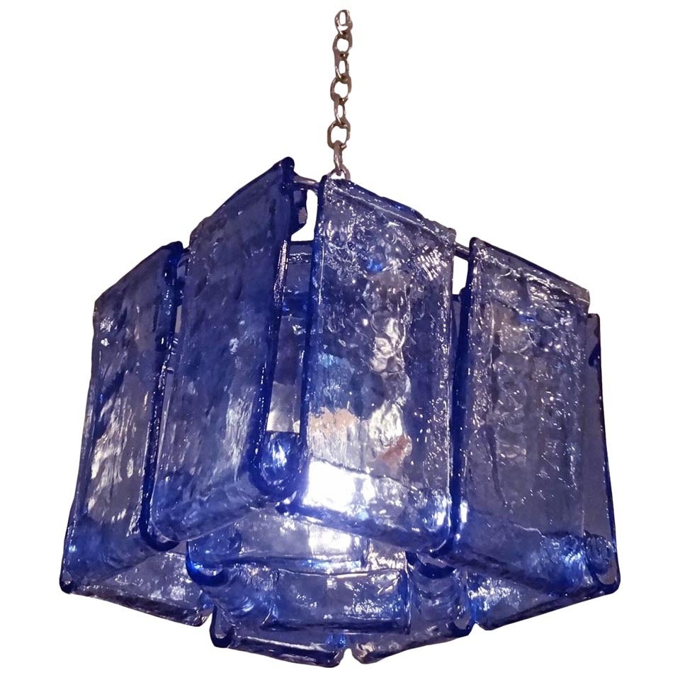 Hanging Modernist Fixture with Hand Molded Glass by Barovier