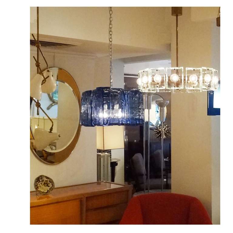 Hanging Modernist Fixture with Hand Molded Glass by Barovier In Excellent Condition In New York, NY