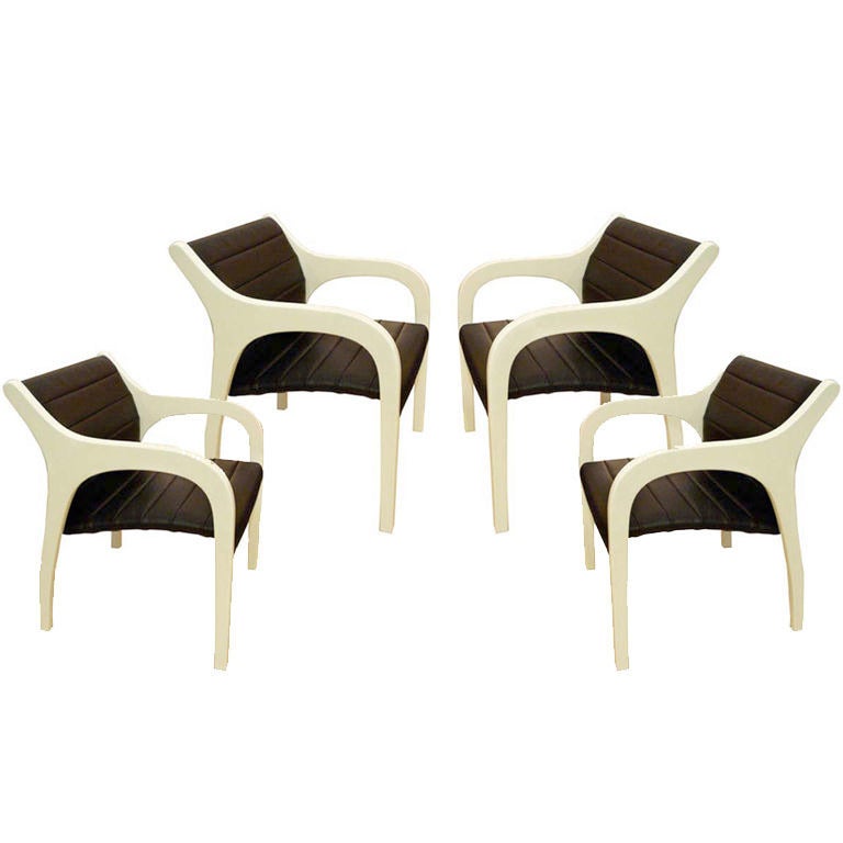 Set of Four Modernist Armchairs by Claudio Salocchi