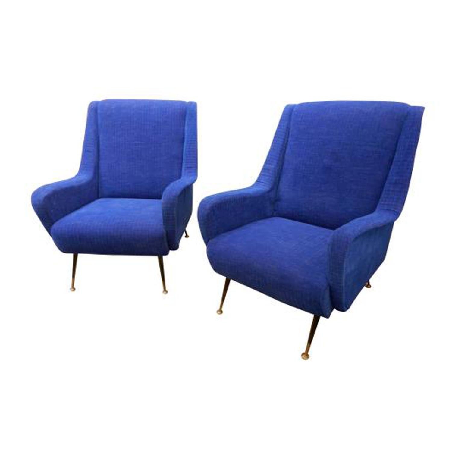 Pair of Mid-Century Modernist Club Chairs in the Style of Marco Zanuso