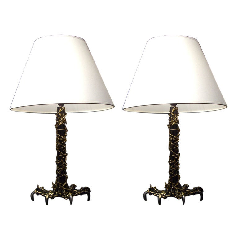 A pair of Paul Belvoir 'bramble' table lamps For Sale