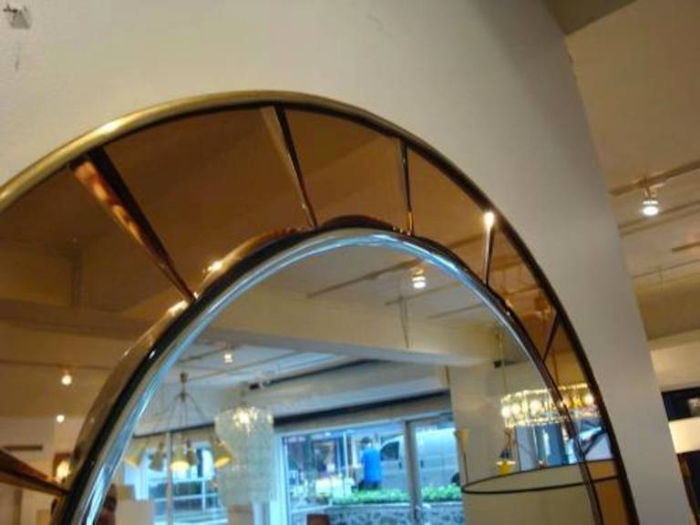 Mid-Century Modern Crystal Arte Large Round Mid-Century Wall Mirror For Sale