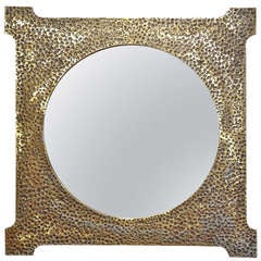 A Large Scaled Important Wall Mirror in Sand Cast Bronze by Luciano Frigerio